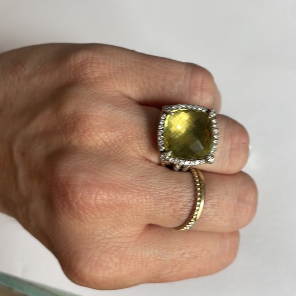 David Yurman Large Chatelaine pave Lemon Citrine Ring sz 5 - Picture 6 of 6